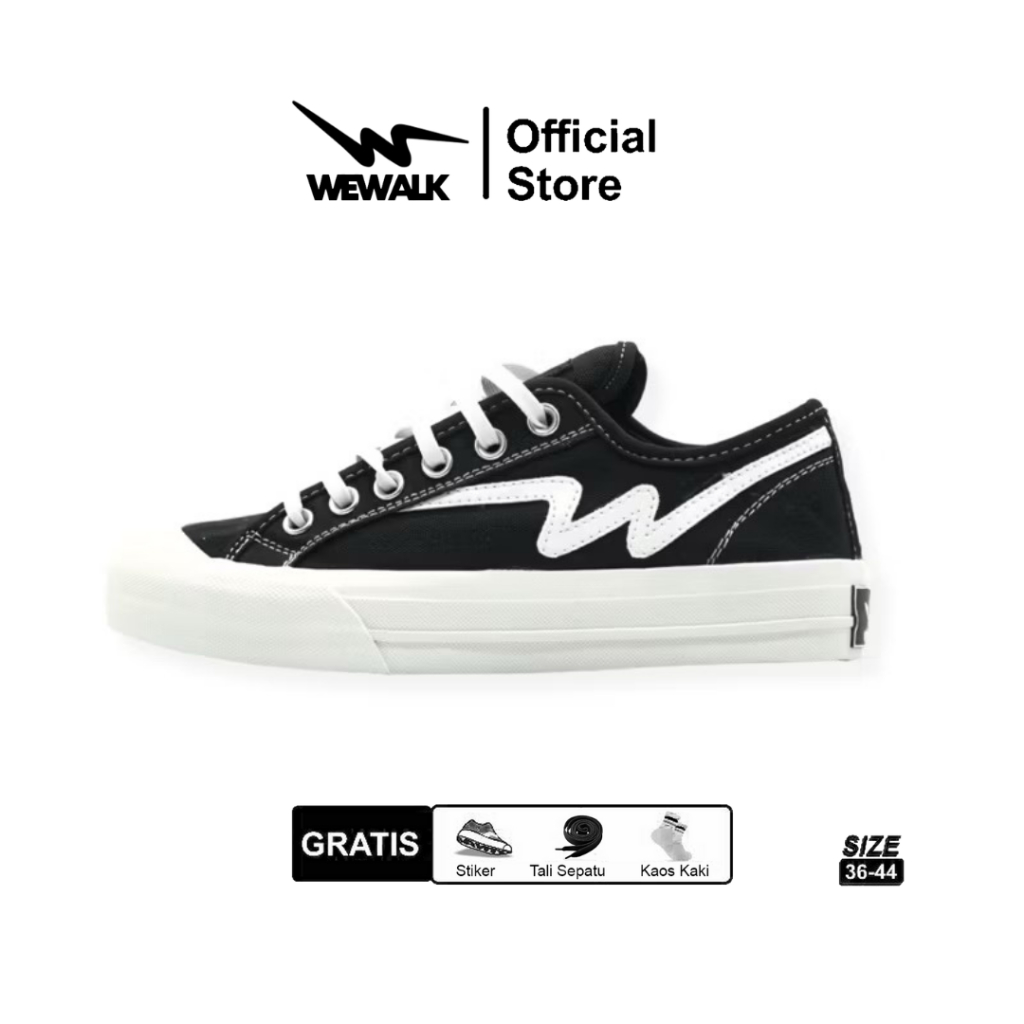 Wewalk Footwear - Sepatu Sneakers Unisex Pria Wanita Whale Low black white