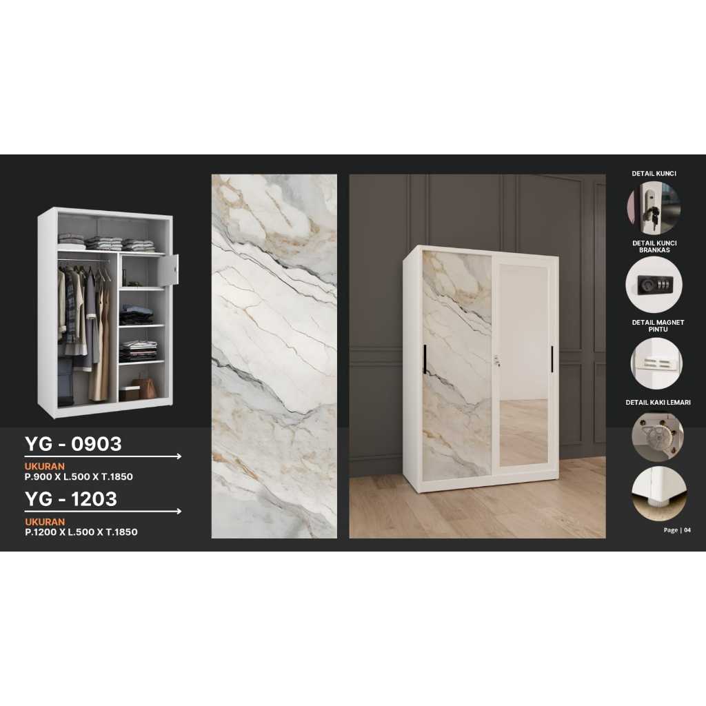 [ JAYA PERKASA FURNITURE ] LEMARI PAKAIAN BESI 2 PINTU SLIDING (SWEET) KHUSUS KARGO LUAR SURABAYA Le