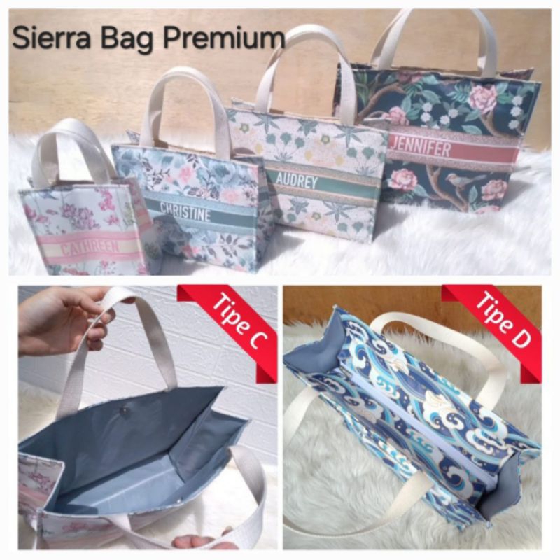 SIERRA BAG PREMIUM CETAK NAMA CUSTOM MOTIF Tas Tote Bag Wanita Kekinian Printing SOUVENIR ULTAH ARIS