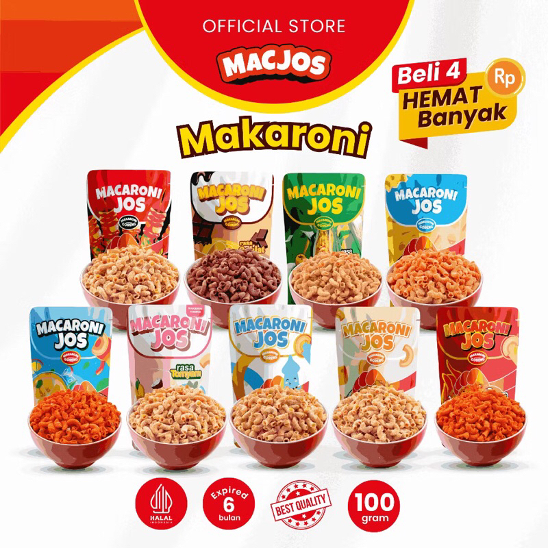 

MACJOS Cemilan Macaroni-Isi 100gr Beli 4 Hemat Banyak Macaroni Enak Macaroni Murah