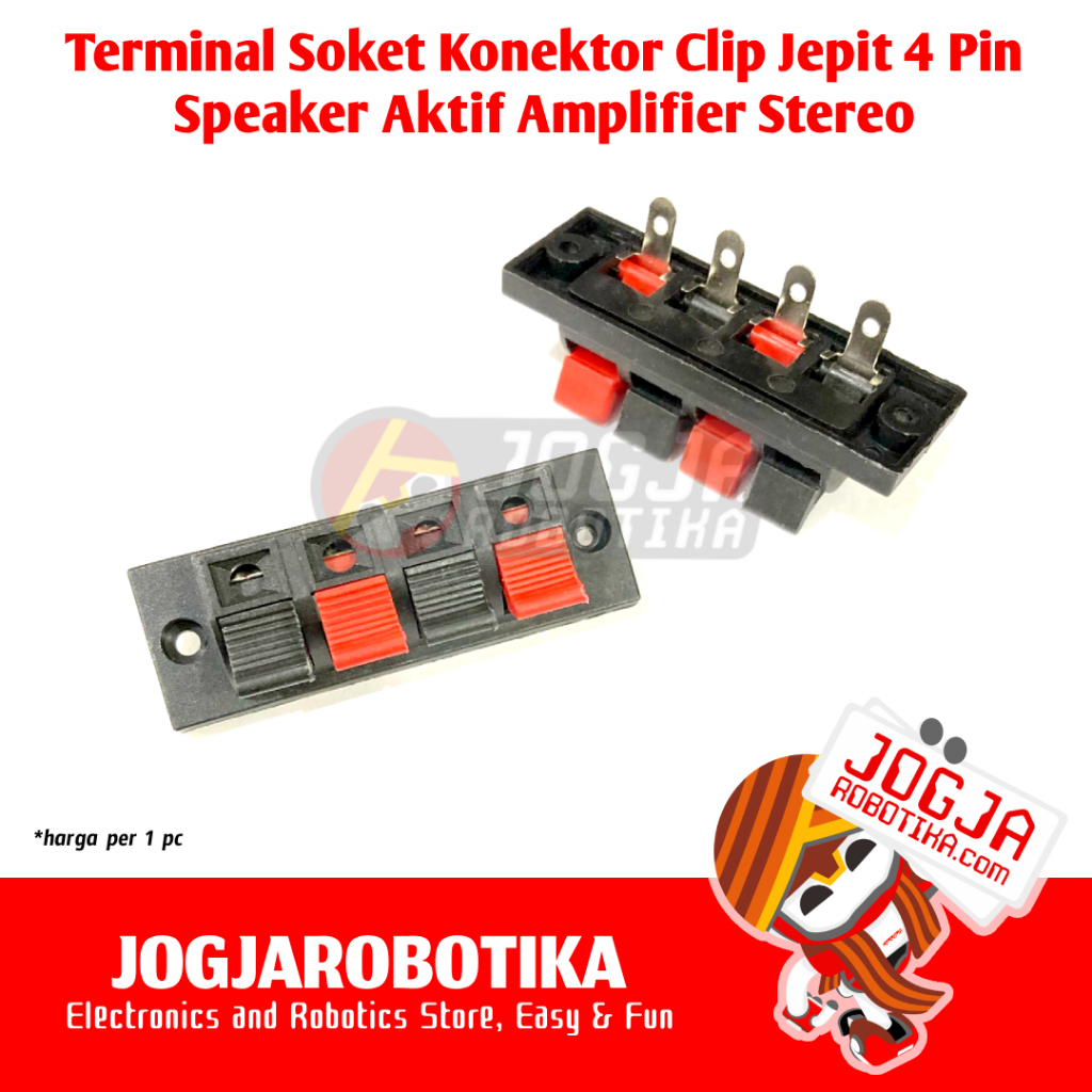 Terminal Soket Konektor Clip Jepit 4 pin Speaker Aktif Amplifier Stereo