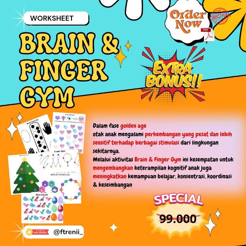 Worksheet/Printable Brain & Finger Gym (worksheet anak pintar)