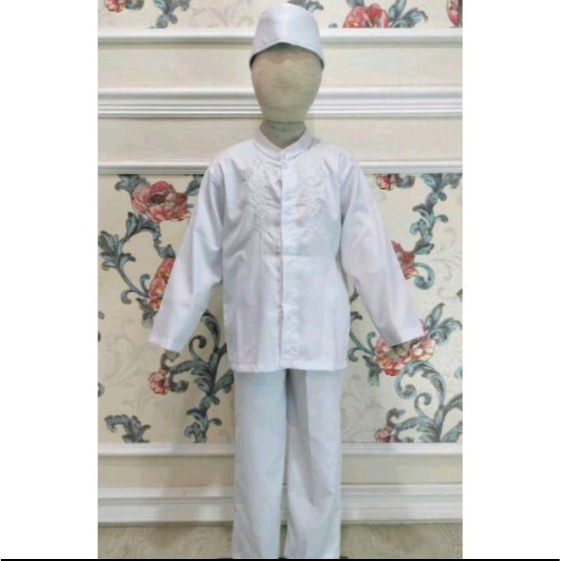 annas Setelan koko peci anak   putih