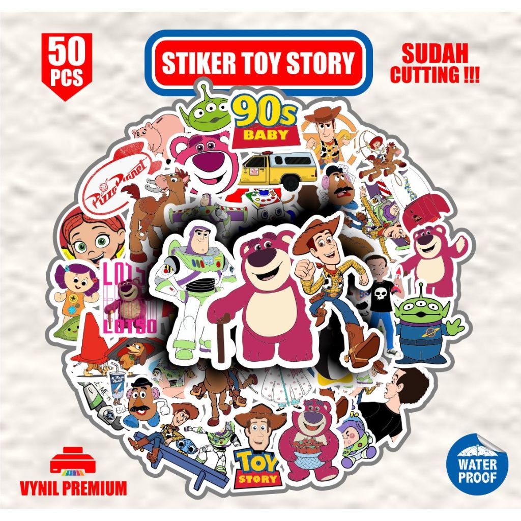 

stiker pack isi 50pcs stiker TOY STORY sudah terpotong