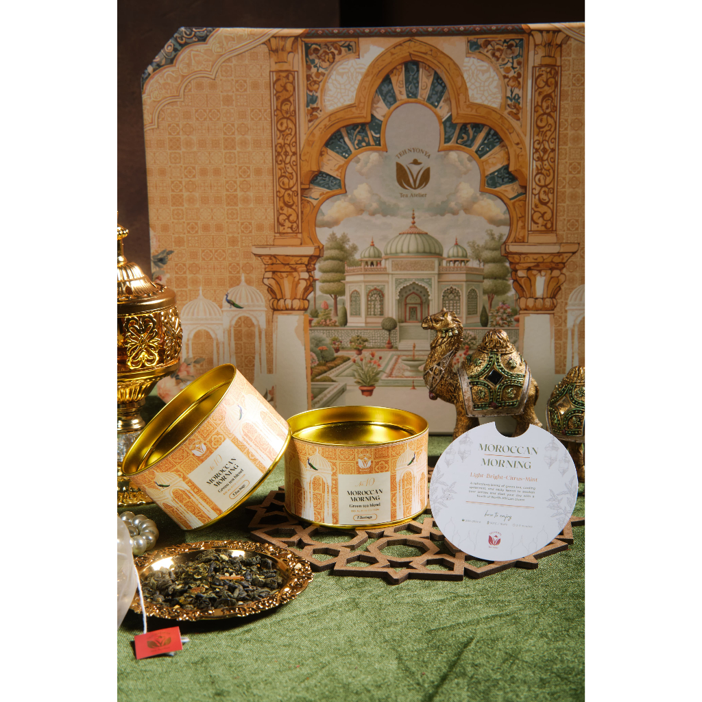 

TEH NYONYA - MOROCCAN MORNING - Green Tea Blend - Eid Edition - Artisan Tea - Kaleng Kecil [5 kantong teh]