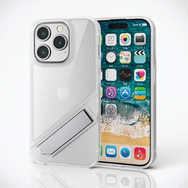 ELECOM Hybrid Case Kickstand (Clear) iPhone 15 Pro