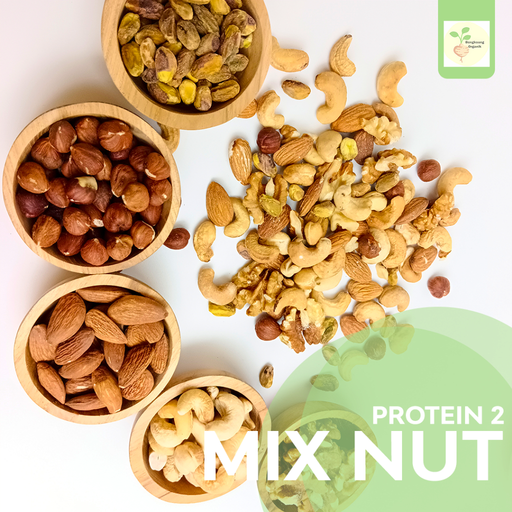 

KTr190 MIX NUT PROTEIN 250gr - Kacang Almond, Mede, Walnut, Pistachio, Hazelnut