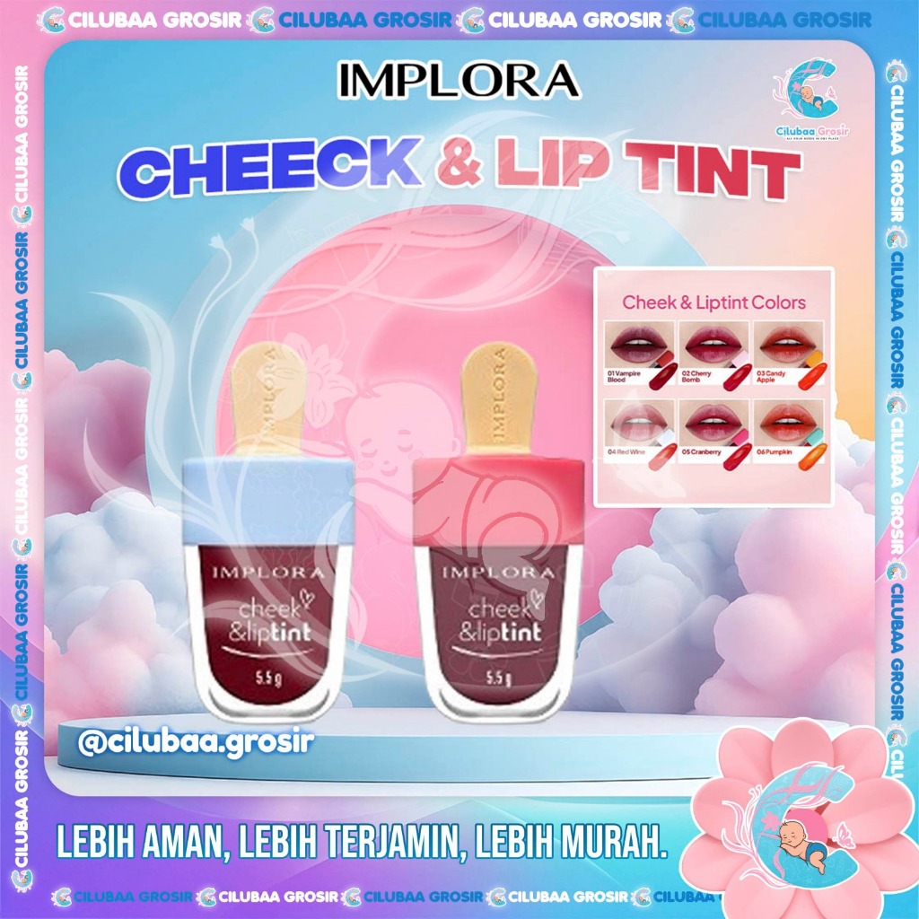 IMPLORA Cheek & Lip Tint 9 Shades || Lip Tint Lip Glass Lip Plump || Lip Tint Ringan & Tahan Lama