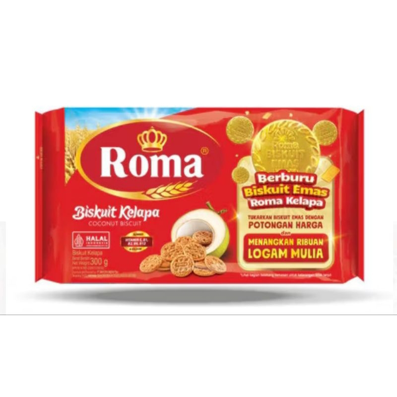 

ROMA BISKUIT KELAPA EMAS 300GR per pak isi 7 pcs