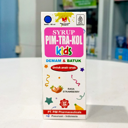 Pimtrakol Kids Sirup 60 ml Rasa Strawberry - Obat Panas, Pilek, Batuk Berdahak