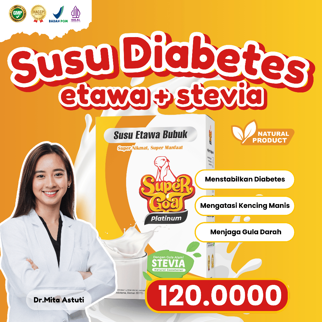 

Supergoat Susu Kambing Etawa Bubuk Platinum Stevia Isi 1 Box Solusi Diabetes