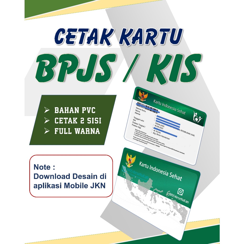 

Cetak Kartu BPJS Kesehatan Bahan PVC Laminasi Tahan Gores dan Anti Air
