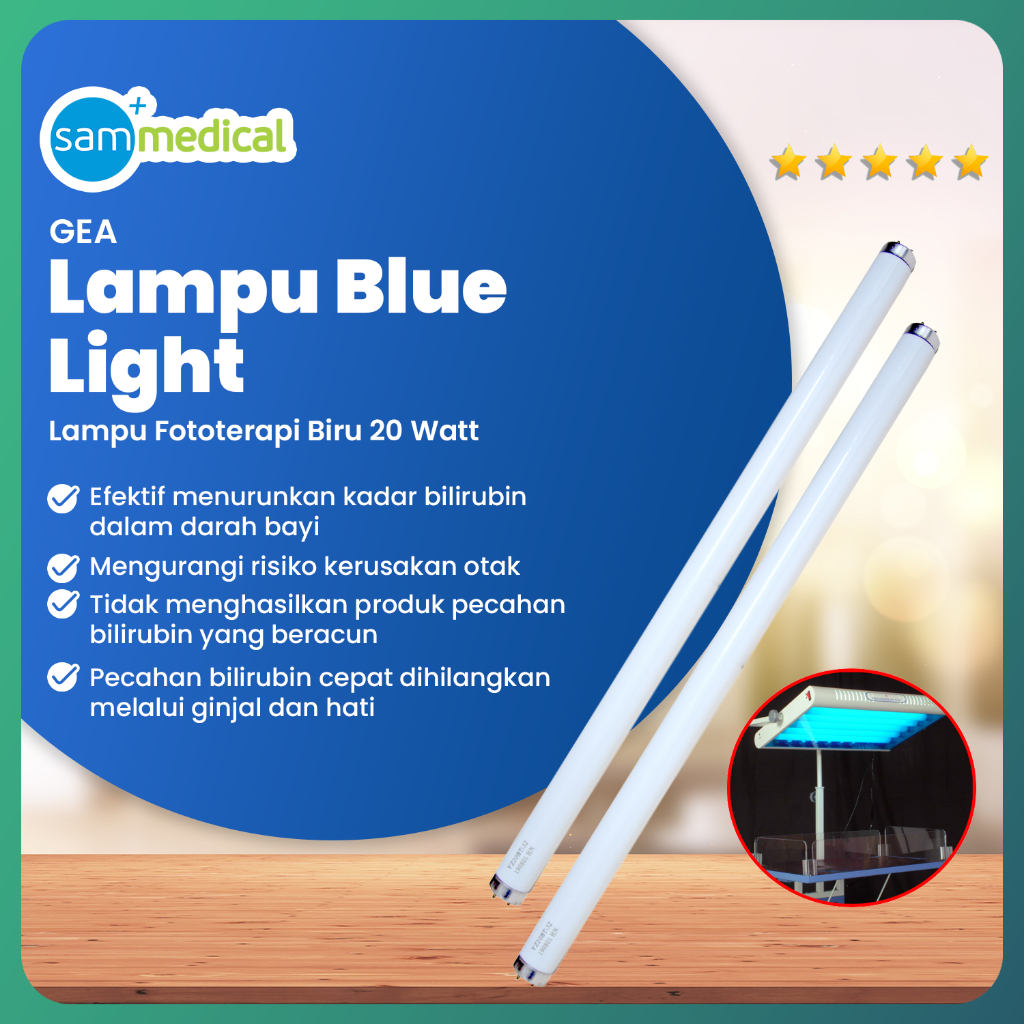 GEA Lampu Blue Light / Lampu Phototerapi - 20 watt / Lampu Bayi Kuning Baby Fototerapi / Lampu Saja