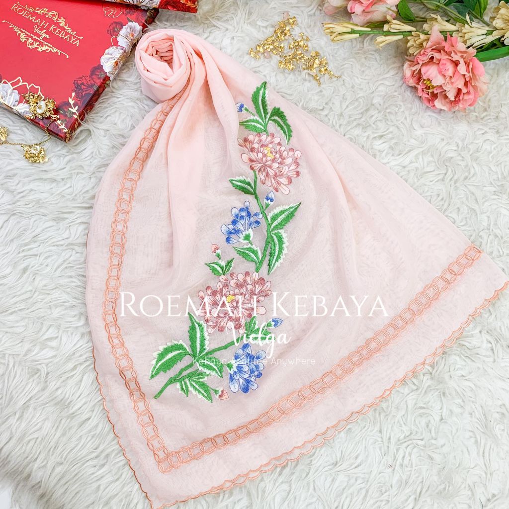 Kerudung Hijab Bordir Seruni Series Voal Premium Warna Salem Exclusive
