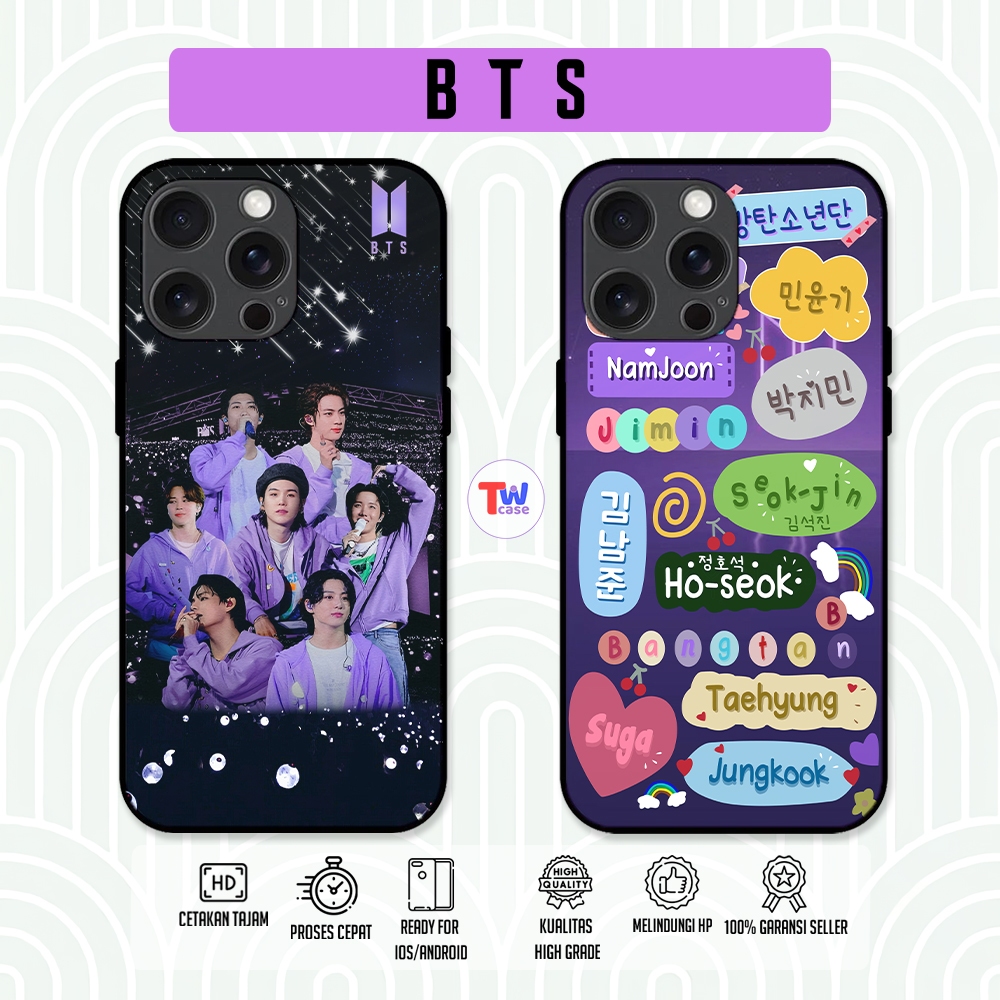 Casing HP BTS Glass Case High Grade Premium Keren Ganteng Casing BTS IPHONE SAMSUNG