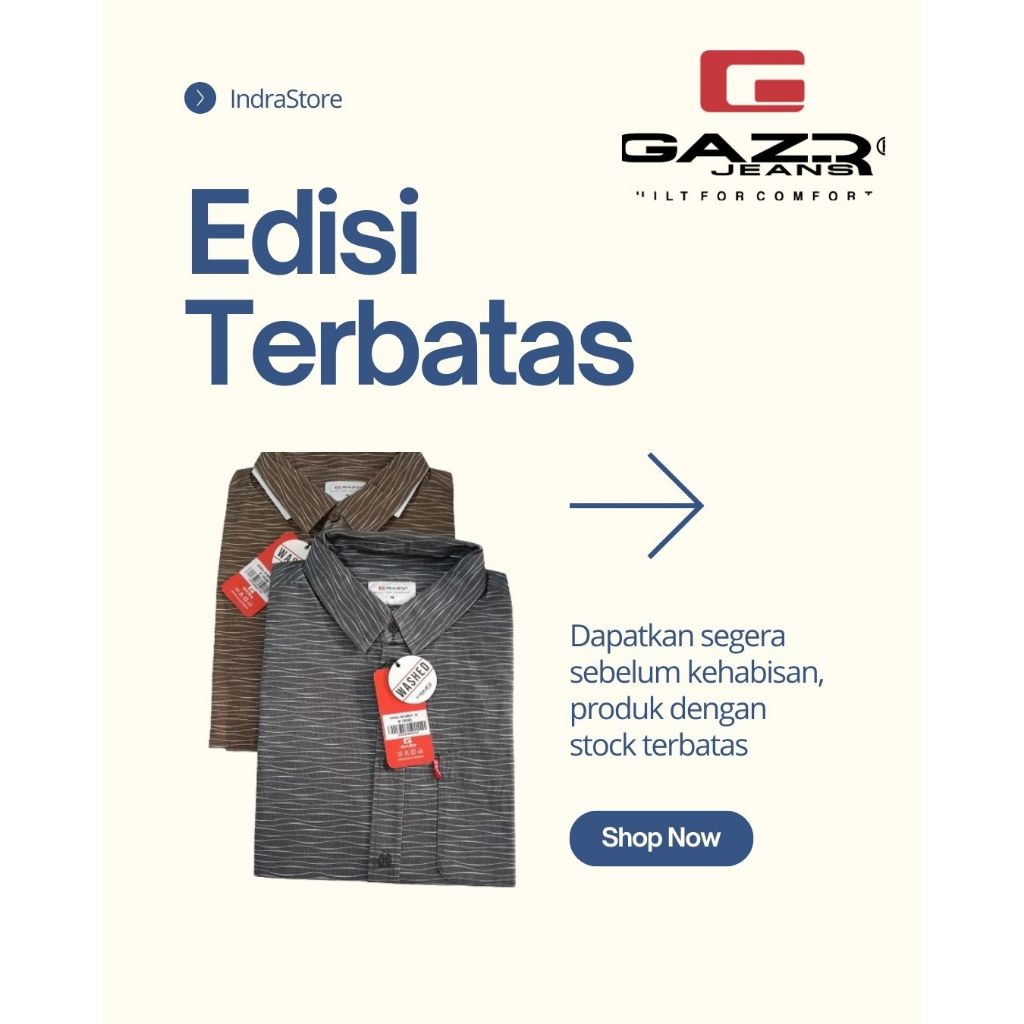 GAZR Kemeja Motif Casual Pria Lengan Pendek