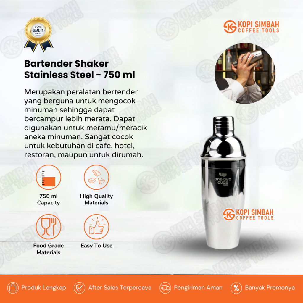 Shaker Stainless Steel 750 ml Cocktail Alat Pengocok Minuman Stainles Bartender Shake