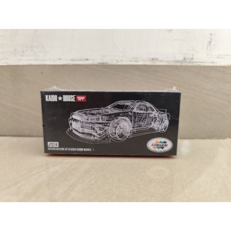 KHMG074 - Mini GT x Kaido House Nissan Skyline GT-R (R34) Kaido Works Greddy Green Mainan Mobil Bala