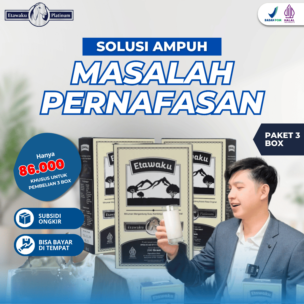 

PAKET 3 BOX ETAWAKU PLATINUM ORIGINAL 100% - SUSU ETAWA MENGATASI MASALAH PERNAFASAN DAN SENDI 2OOGR