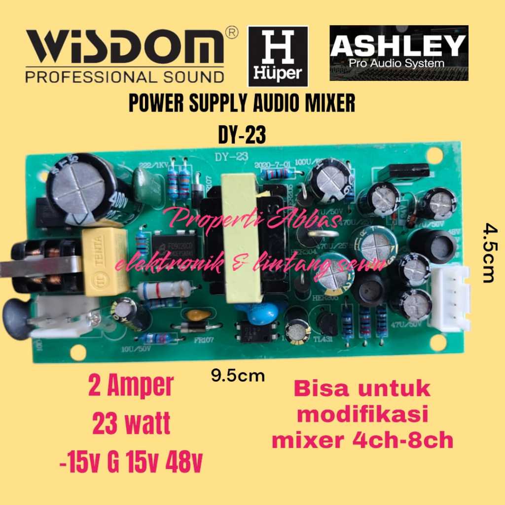 power supply audio mixer DY-23 DY 23 DY23 ASHLEY HARDWELL MICROVERB  HUPER CRYMSON