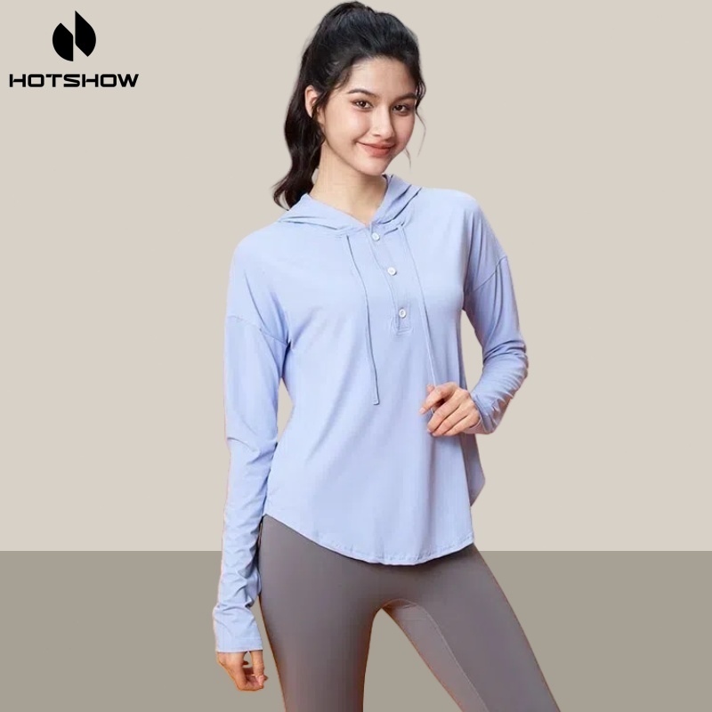 Baju Gym Wanita Hijab Baju Jogging Atasan Olahraga Wanita Hoodie Kaos Wanita Lengan Panjang  Workout