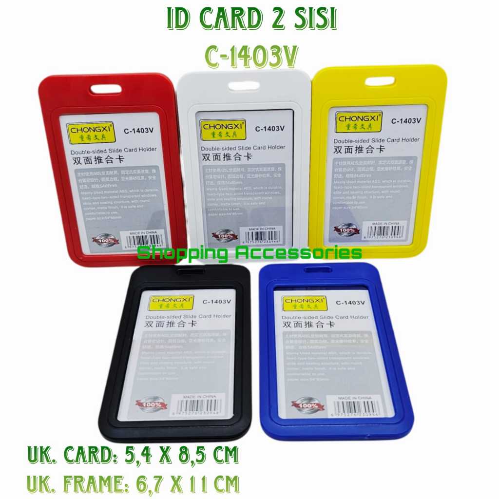 

Tempat Kartu Id Card Plastik Sliding 2 Sisi Bening Transparan Holder Id Card Sliding C-1403V