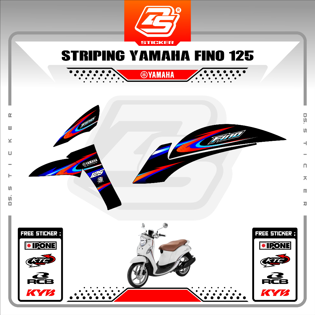 DS Stiker Striping Motor Fino125 Grande Decal Sticker Fino FI 125 Premium Hitam DS050325