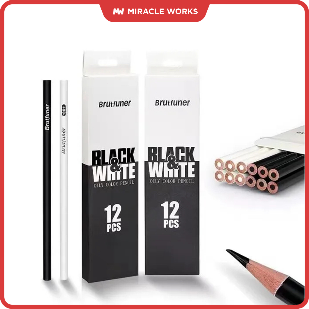 

MW Set Pensil Brutfuner 12 pcs untuk Alat Tulis Original Pensil Hitam & Putih Isi Stationery