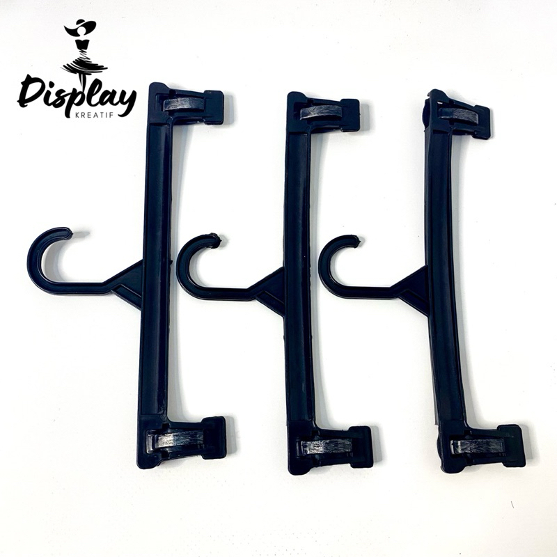 Hanger Plastik Jepit Hitam | Hanger Jepit 30 CM Celana Plastik | Rok | Kerudung | Baju Anak-Remaja-D