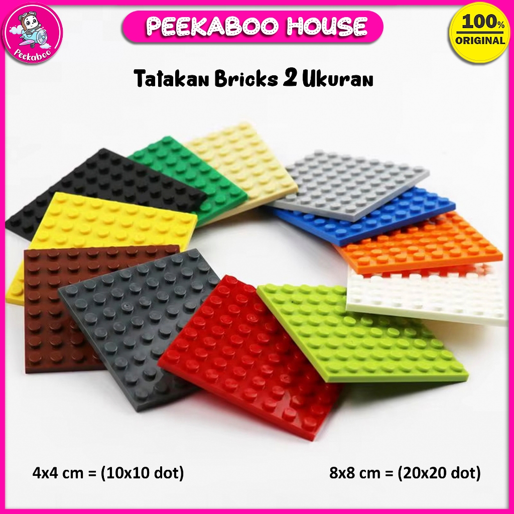 Palu Bricks Tatakan Bricks Bulat Dan Kotak Besar Kecil Alat pembantu perakitan lego Peekaboo