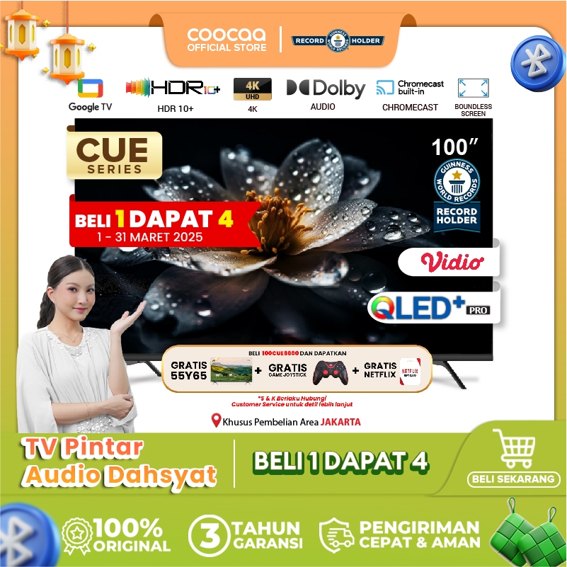 [NEW] [Google TV] COOCAA TV 100 inch - QLED- Smart TV - Digital TV - Netflix & Youtube - Google Assi