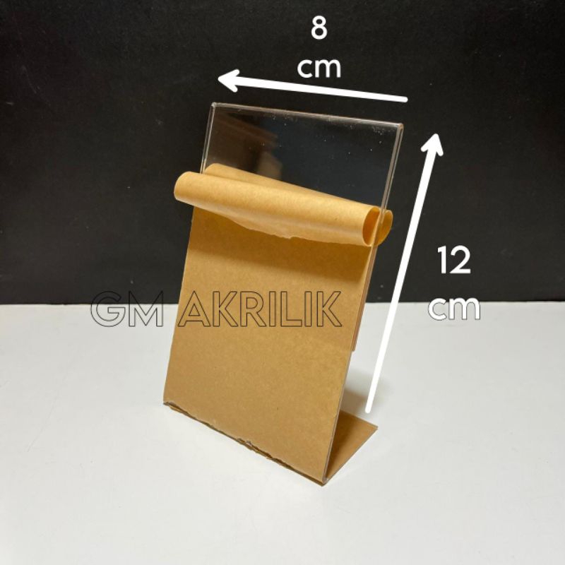 

Akrilik Tempat Brosur Qris Nomor Meja ukuran 12 x 8 cm tebal 2mm Potrait L