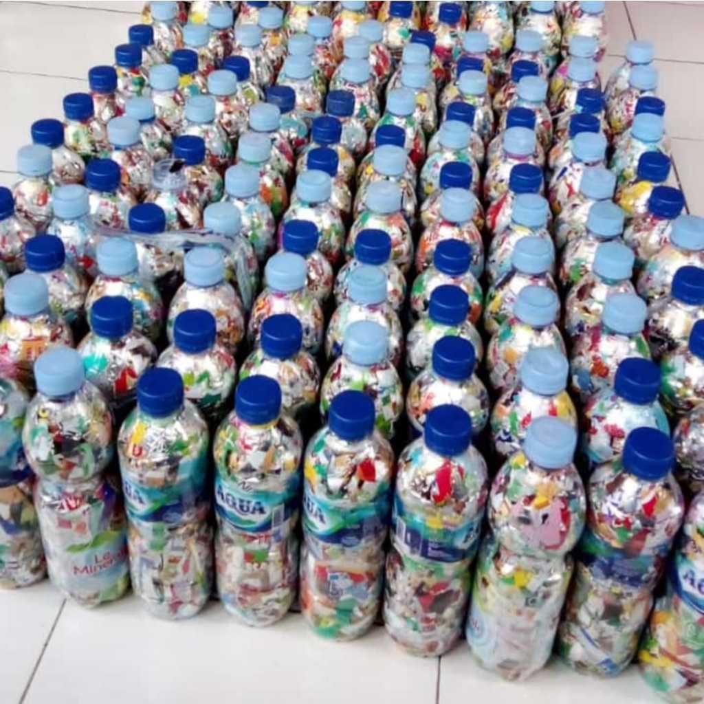 Ecobrick Botol Aqua 600 ml berat 250gr