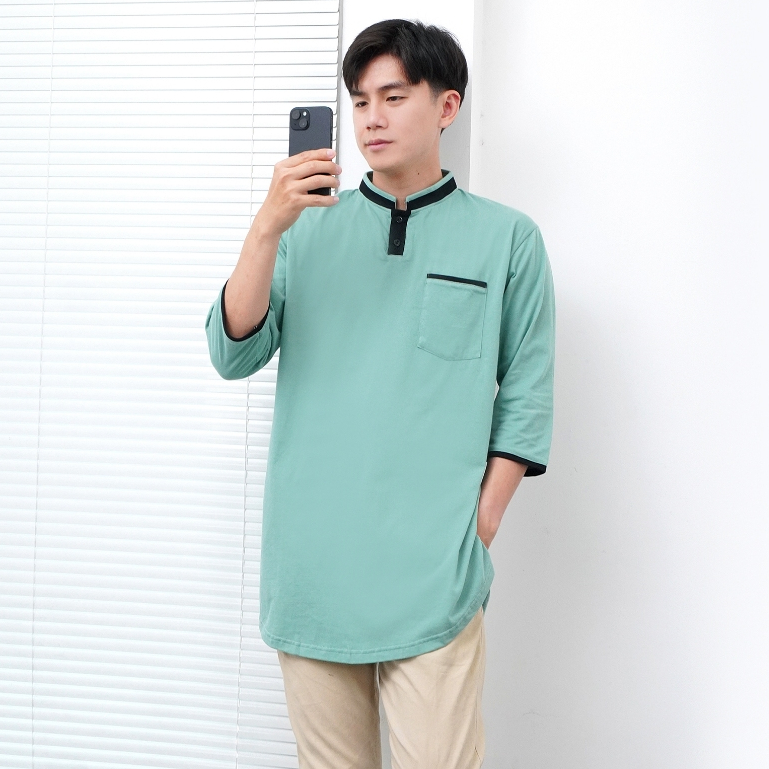 Kaos muslim kurta pria - Green Sage