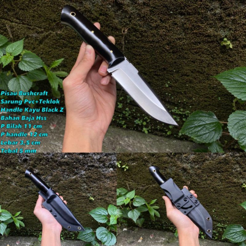 Baja HSS | Pisau Bushcraft Handle Kayu Black Z