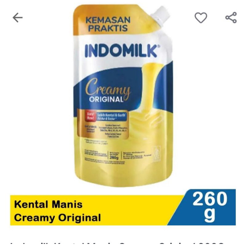 

Indomie susu kental manis pouch 260 grm