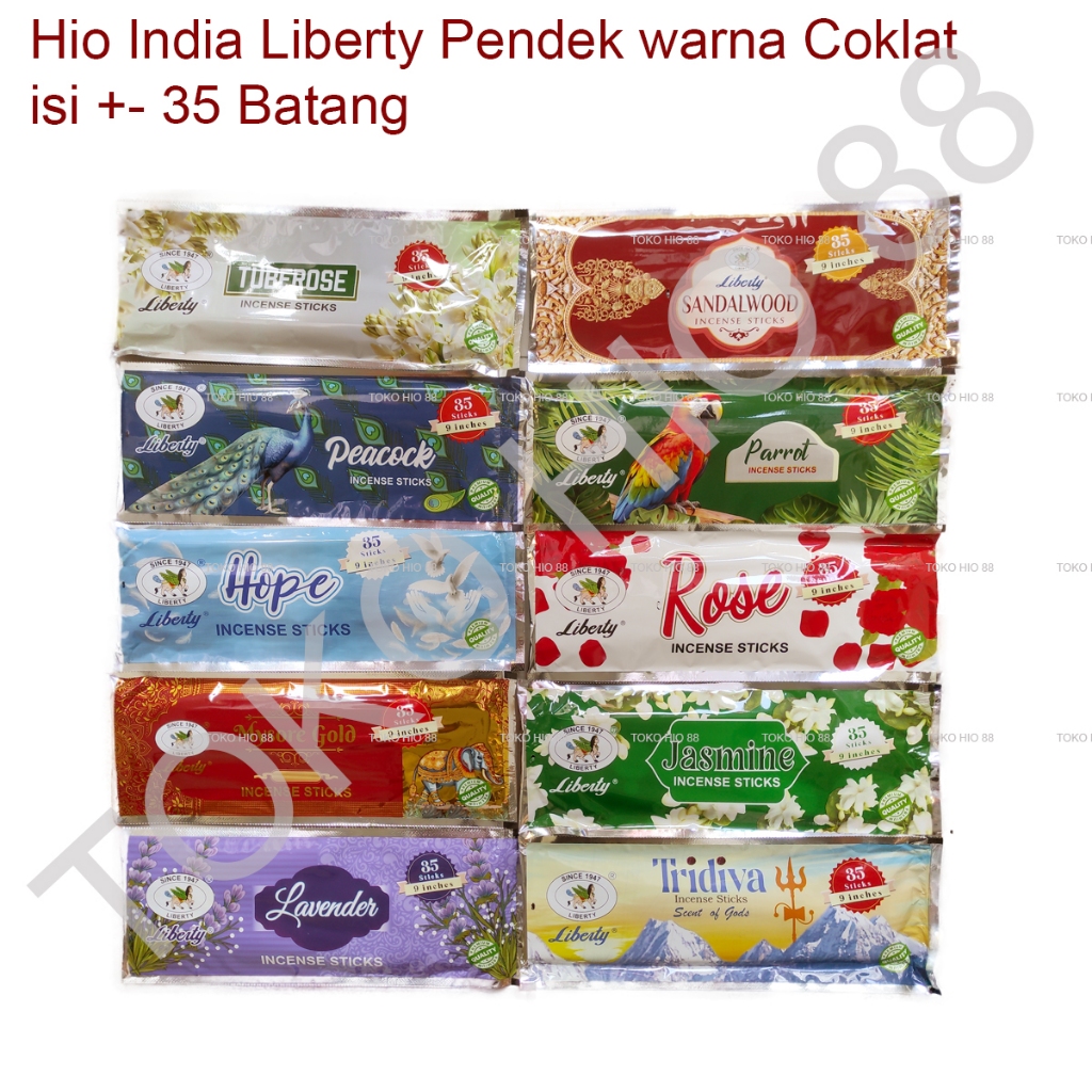 Hio Wangi Dupa India Pendek Aromaterapi merk Liberty Incense Sticks isi 35 Batang warna Coklat