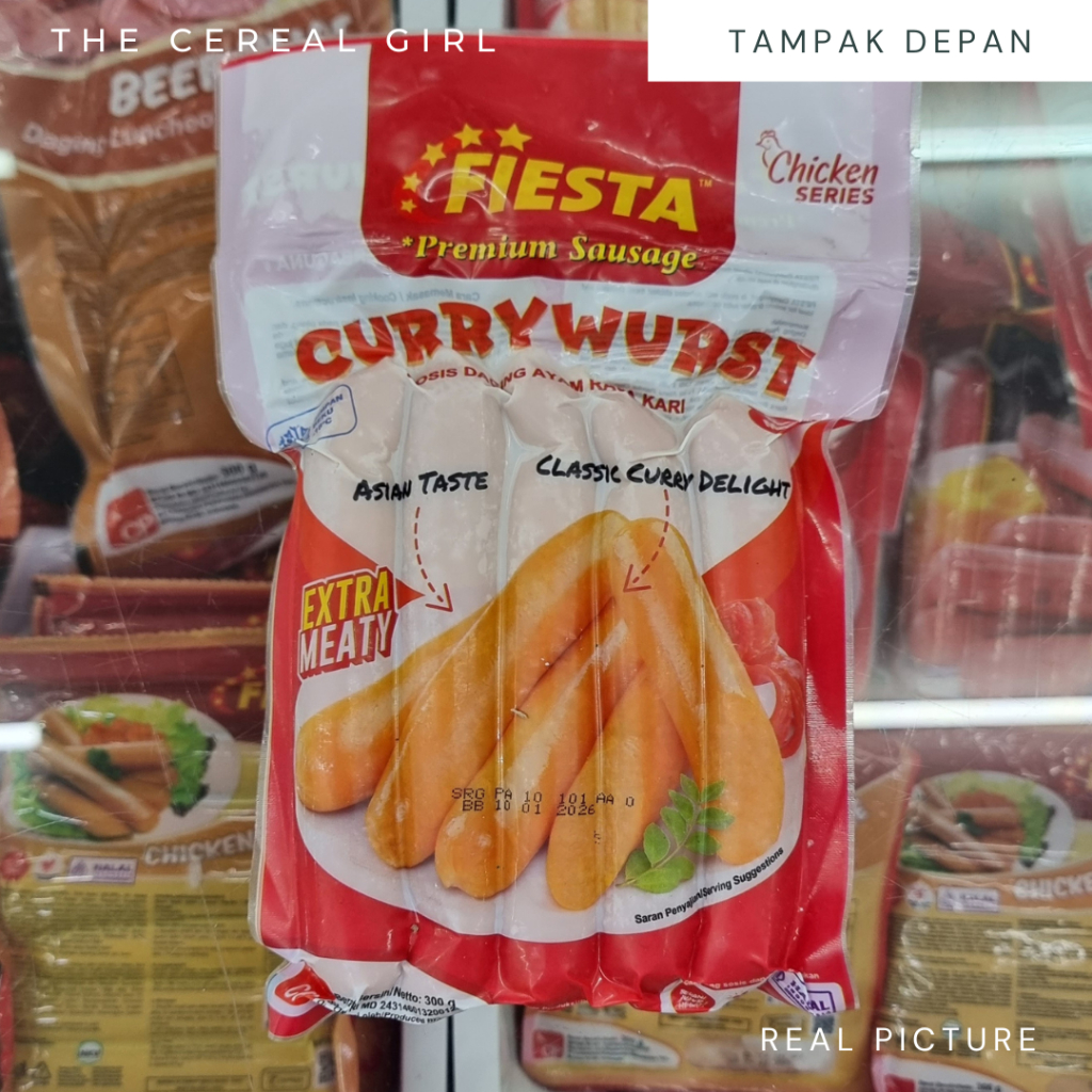 

[KONDISI BARU - 100% ORIGINAL] FIESTA Premium Sausage Currywurst 300gr - Sosis Daging Ayam Rasa Kari 300gr