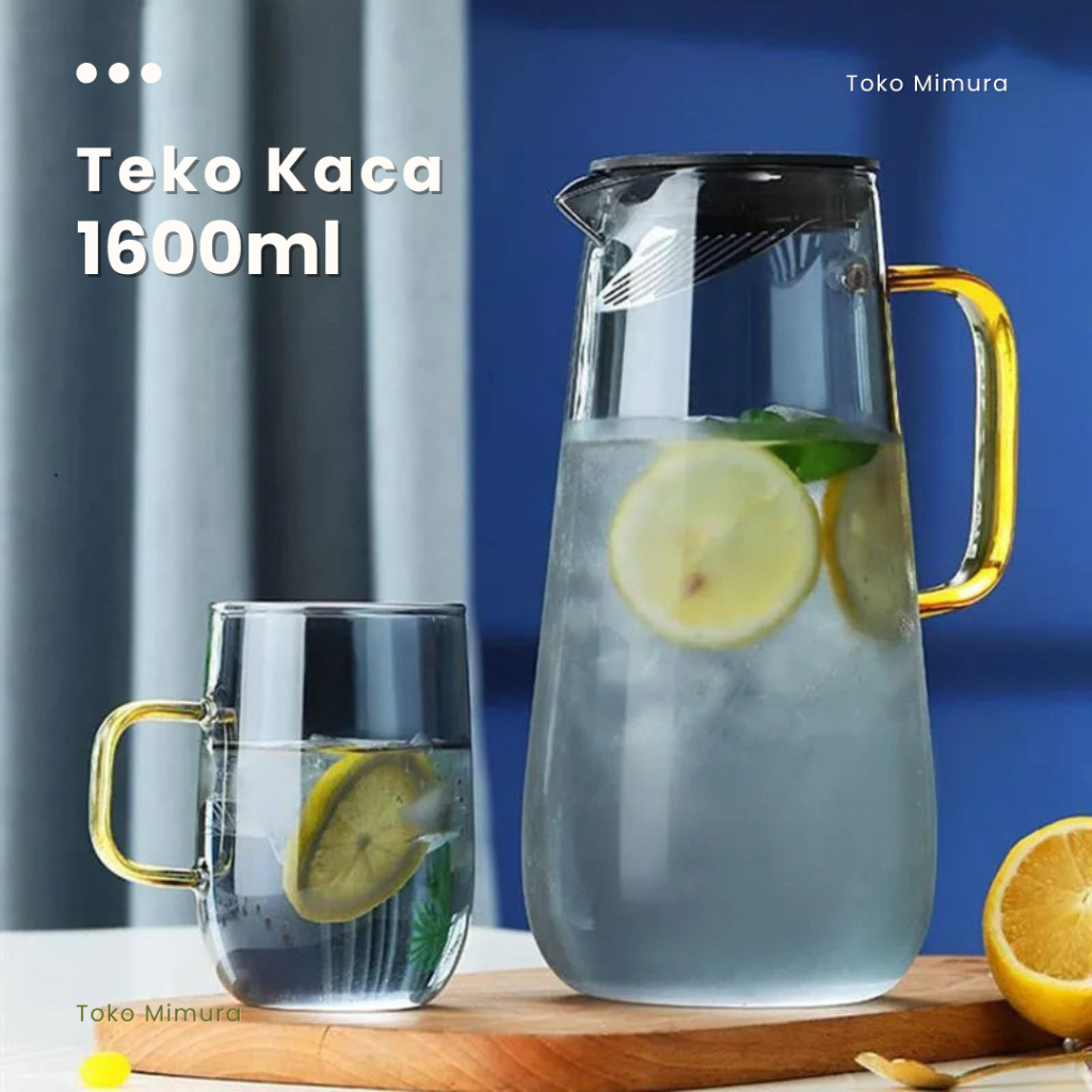 Teko Kaca Tahan Panas Dingin Pitcher Jug Teko Borosilicate 1600ml