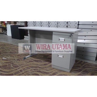 Meja Besi Murah / Meja 1/2 Biro Besi Laci / Meja 1/2 Biro Plat Besi / Meja Kantor Plat Besi / MEDAN 