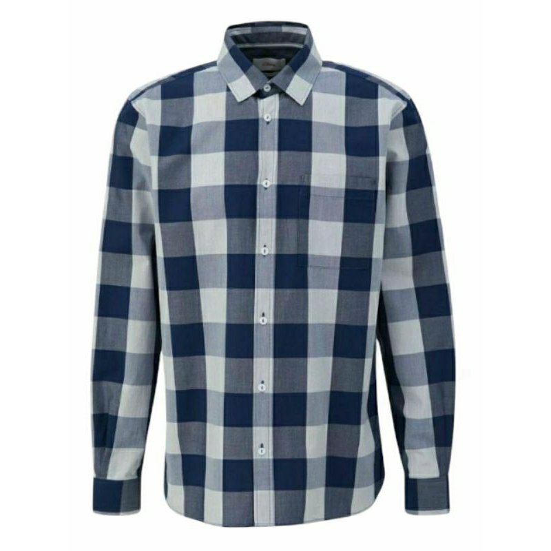 Kemeja pria Kemeja Lengan Panjang Pria S Oliver -Navy+Grey kemeja big size kemeja jumbo