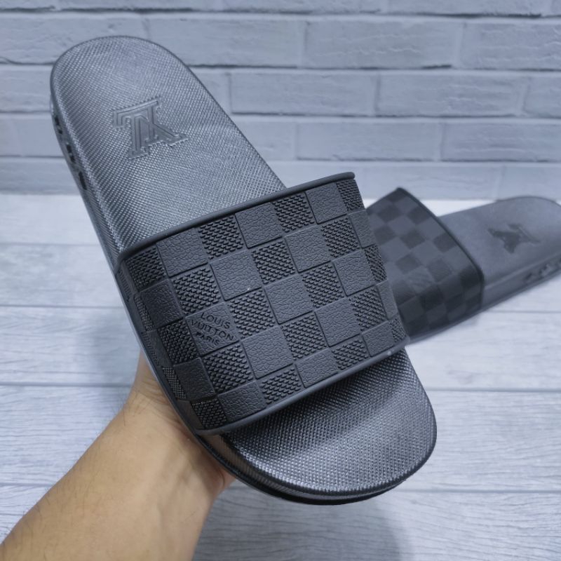Recommended Sandal Cowok Dewasa Lv Slide Black 100% Grade Original Sendal Pria Import