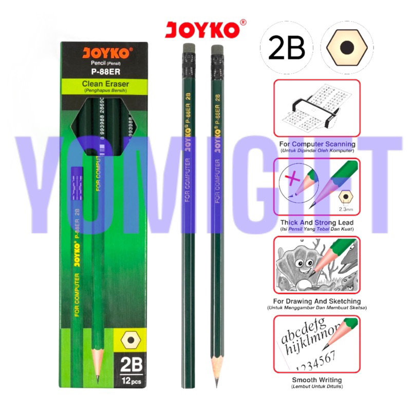 

[SATUAN] PENSIL JOYKO dengan penghapus P-88ER
