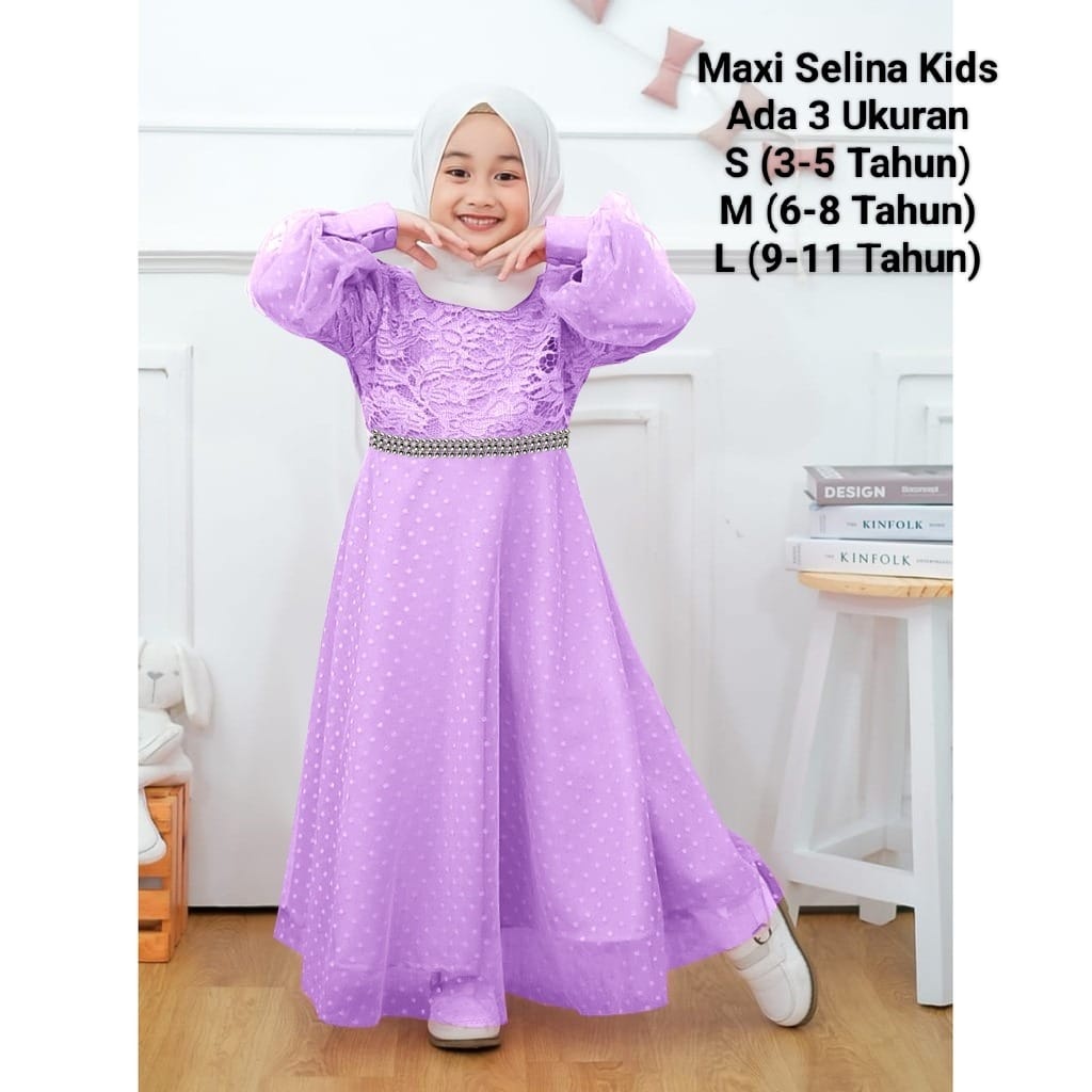 COD☑️PAKAIAN GAMIS ANAK TERBARU/MAXI SELINA KIDS/3 SIZE 3-5THN_6-8THN_9-11THN/MATT BROKAT KOMBIN TIL