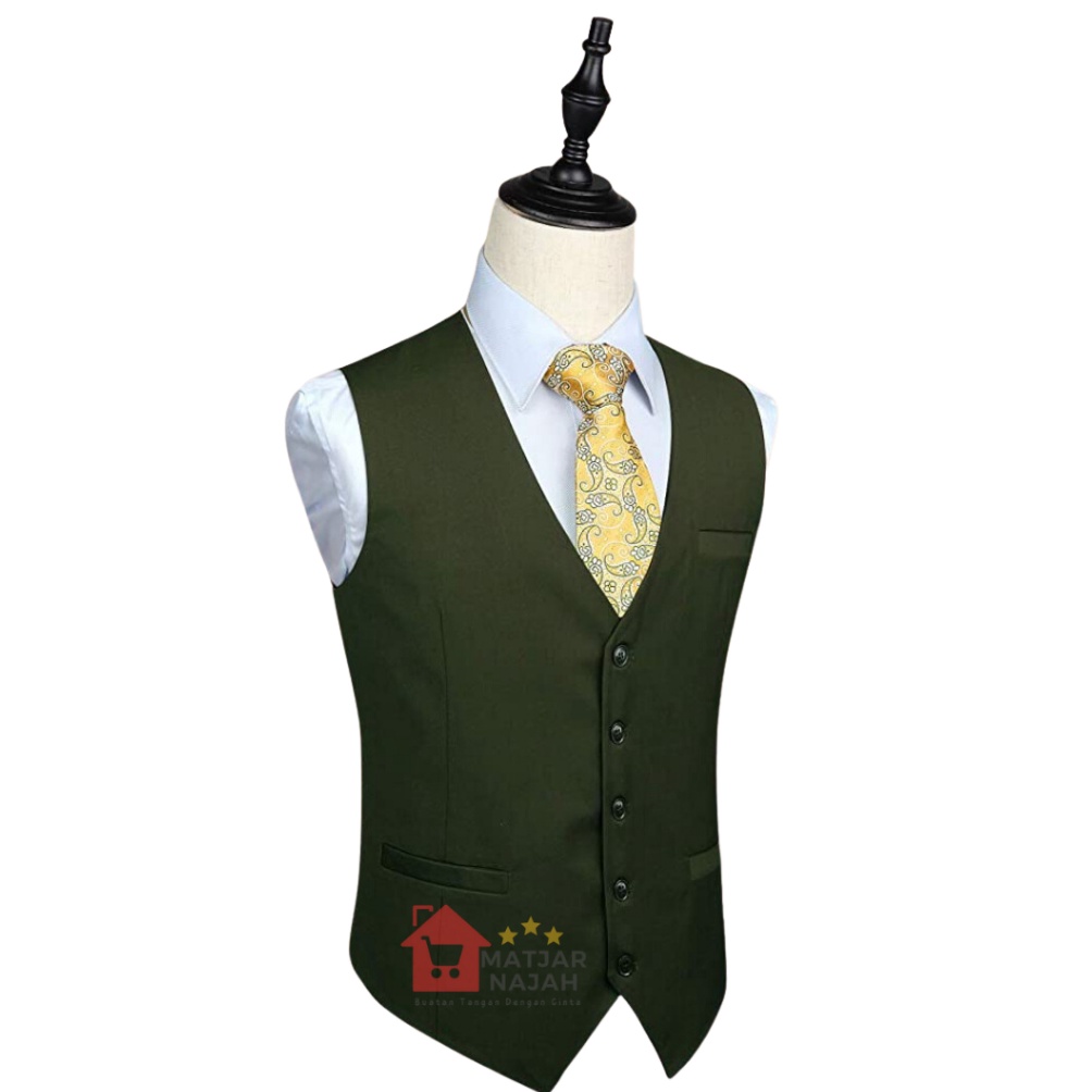 KODE A15O Rompi Formal Pria Matjar Najah  Vest Pria  Rompi Pria  Rompi Jas Pria Hijau Botol