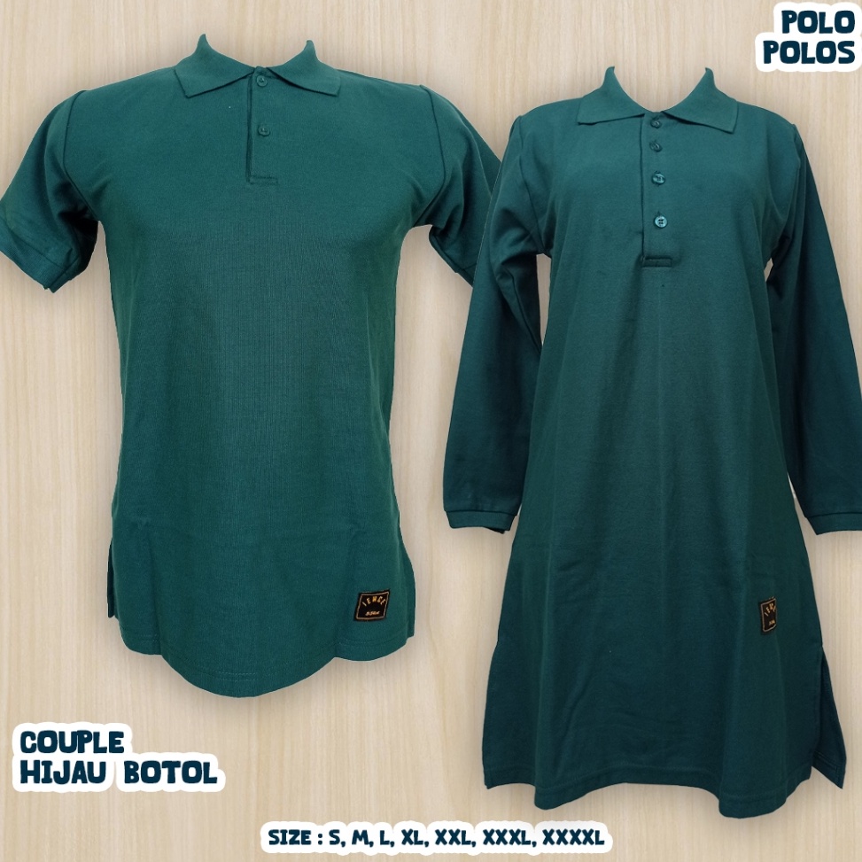 KODE V3K SXXXXL Kaos Polos Couple Polo Cowok Pria Pendek Tunik Cewek Muslimah Hijau Botol Kancing De