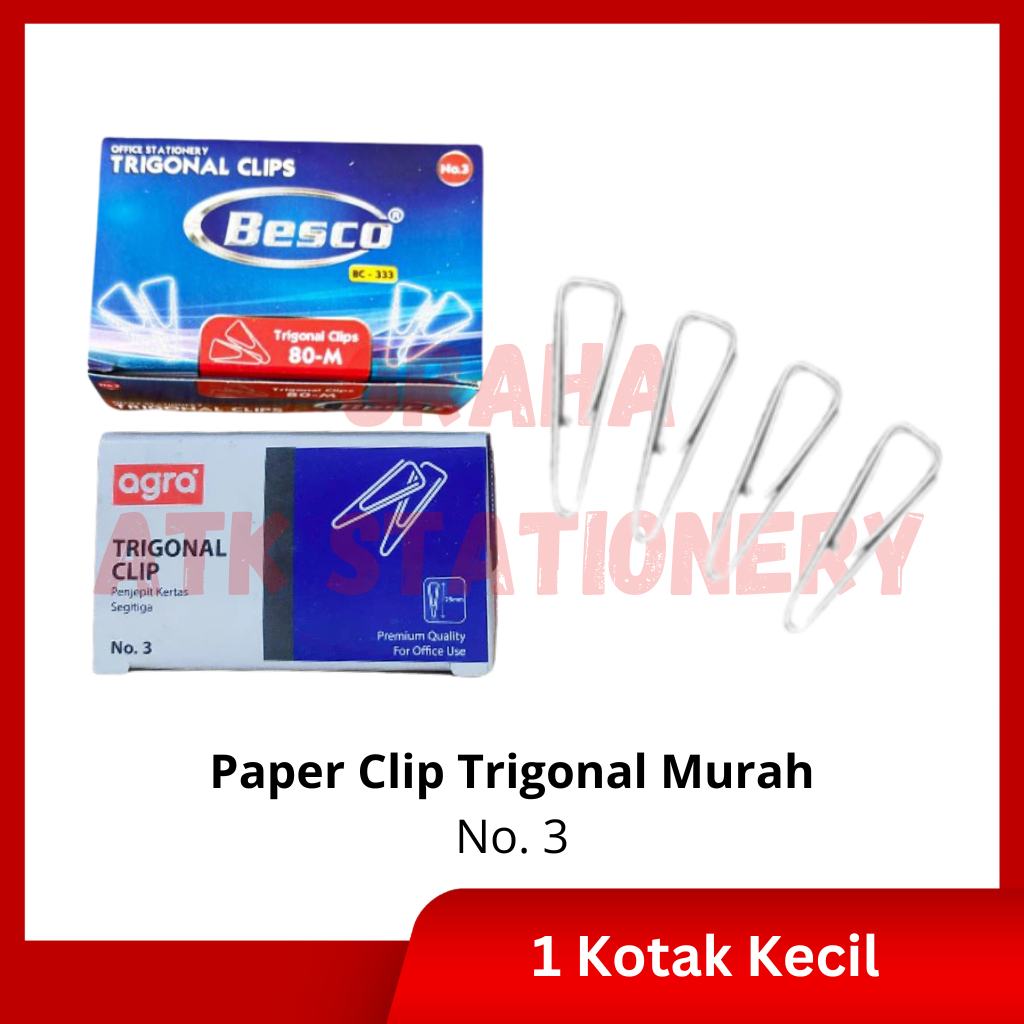 

[1 Kotak] Paper Clip Trigonal Murah No.3 / Klip Kertas / Penjepit Kertas Trigonal Murah No.3