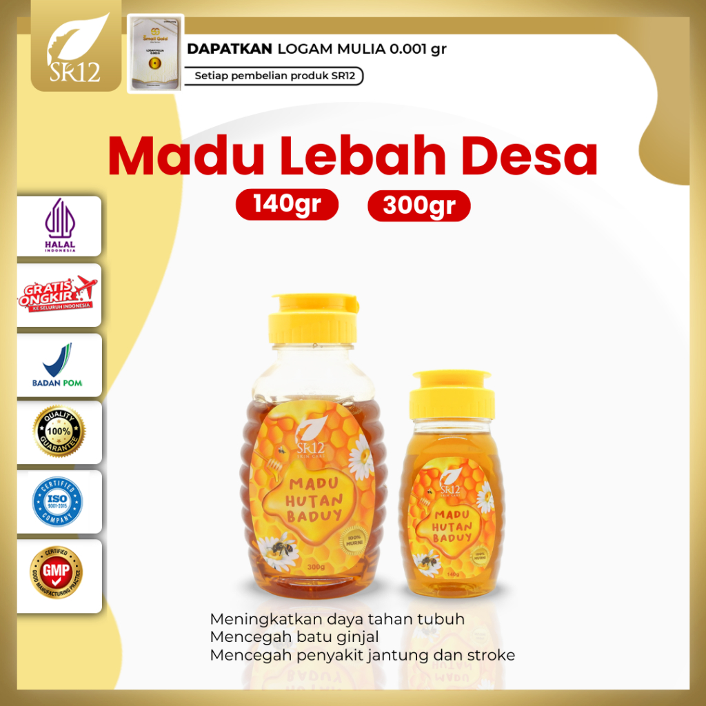 

Madu Lebah Desa SR12 Murni BPOM dari Hutan Akasia 140 ml & 300 ml - Untuk Kesehatan Daya Tahan Tubuh