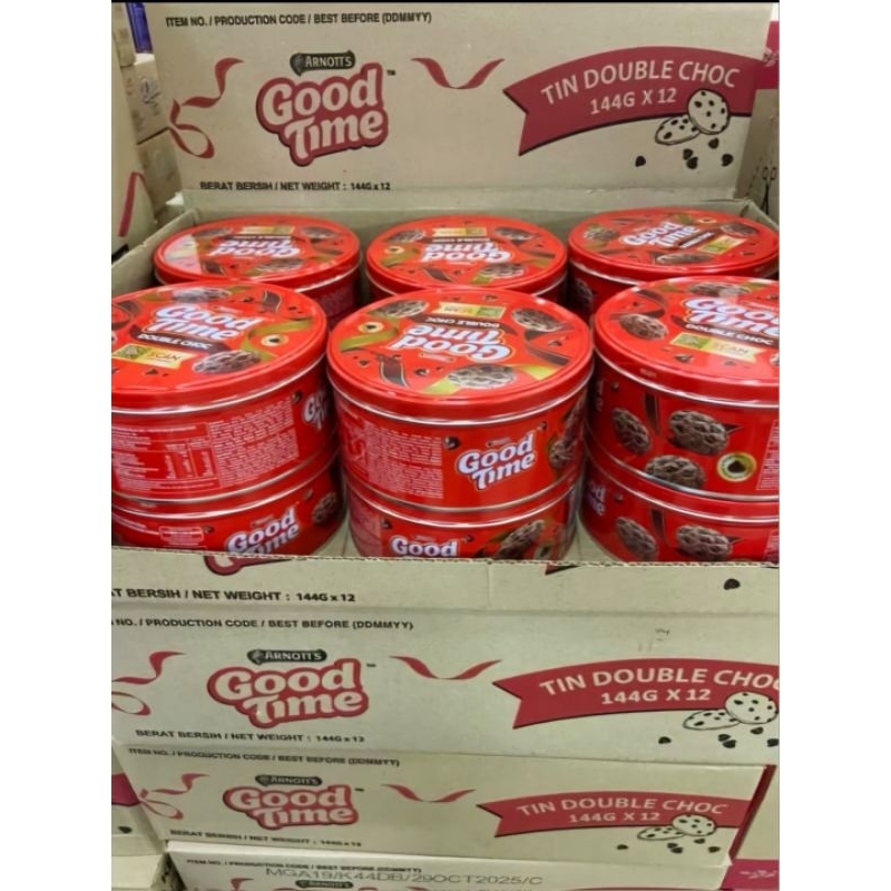 

1 KARTON GOOD TIME DOUBLE CHOC 144GR/ISI 12 KALENG