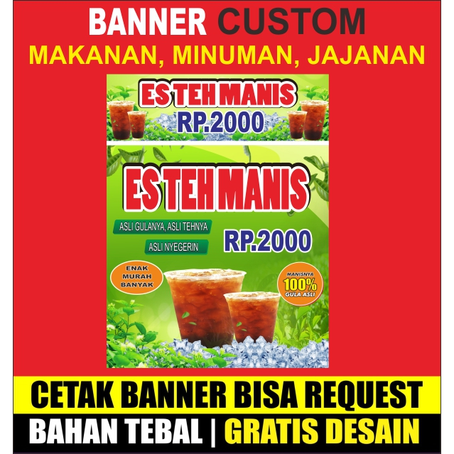 Banner Warung Makan / Banner Kedai / Banner Usaha Makanan Kedai Murah Bebas Custom FREE DESIGN